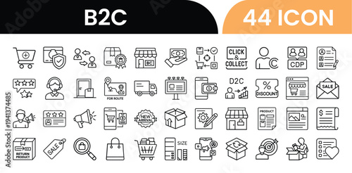 B2C Ecommerce Icons Collection for Online Shopping and Retail