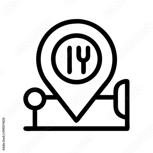 Map pinpointing a location with a parking meter icon inside a circle isolated on white background, Vector