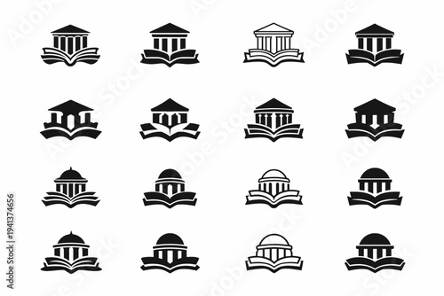 cultural preservation projects. Icon set. Set Logo of cultural preservation projects: museum emblem. harmonious logo variations of the same emblematic concept,