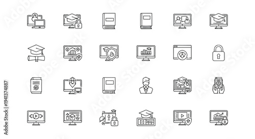 Collection of icons representing various digital and professional services and concepts