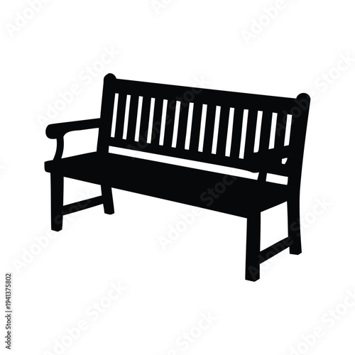 Silhouette of a classic wooden bench in a park setting, vector illustration design, garden bench silhouette vector illustration