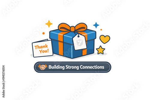 Corporate gifting strategy strengthening brand loyalty through a refined composition of a wrapped gift box featuring a subtle logo tag surrounded by small