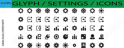 Modern System Settings Glyph Icon Collection