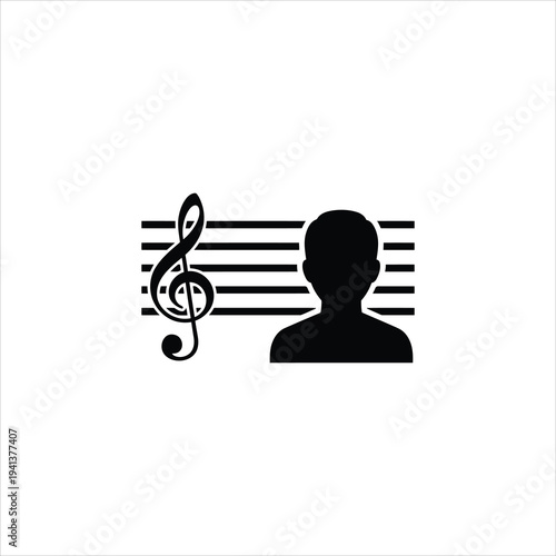 Music silhouette with treble clef and sheet music notes