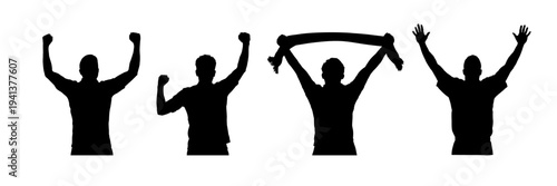 Football fans silhouettes. Vector illustration