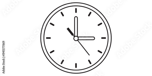 Analog Clock Icon Showing 10:15 Time - Black Outline Design