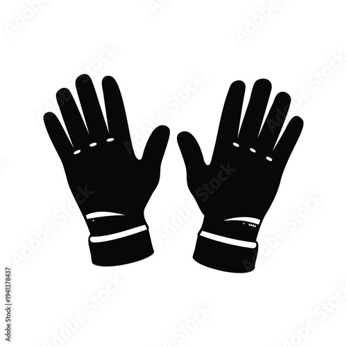 Silhouette of stylish gloves stripes design, elegant vector illustration, gloves silhouette vector illustration
