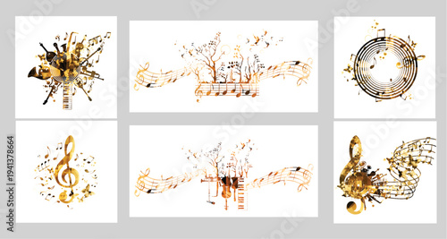 Music background with colorful music notes vector illustration design. Artistic music festival poster, live concert events, party flyer, music notes signs and symbols