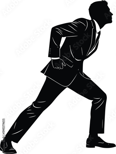 Action ice hockey player silhouette vector illustration skating fast with puck and splashing ice fragments isolated on white background for sports competition design