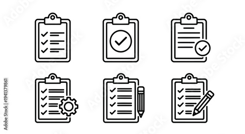 Various icons representing task management and checklist completion activities
