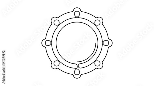 Single Continuous Line Submarine Porthole Minimal Nautical Vector Illustration