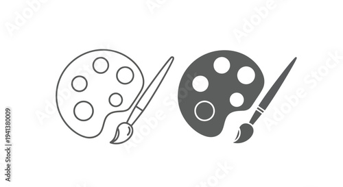 Two contrasting artistic palettes with brushes depicting traditional painting techniques