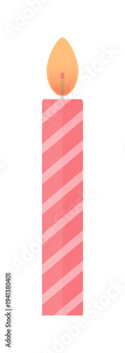 灯りがともる1本の赤いろうそくのイラスト素材 - 誕生日やクリスマス･ホリデーのかわいいキャンドル