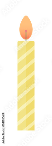 灯りがともる1本の金色のろうそくのイラスト素材 - 誕生日やクリスマス･ホリデーのかわいいキャンドル