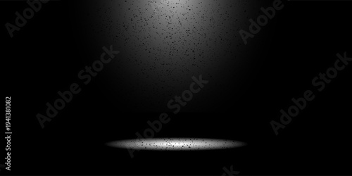 Empty dimly lit studio or stage featuring a black leather texture on floor. EPS 10
