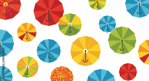 Colorful Umbrellas in Modern Style for Decorative Use Vector