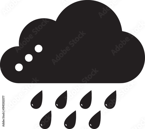 Black cloud with raindrops on white background also transparent background weather rain storm