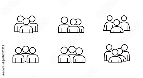 Illustrations of different group sizes represented by silhouetted people icons