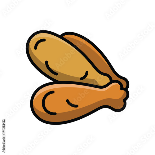 Fried chicken drumsticks vector graphic illustration isolated on white background flat design