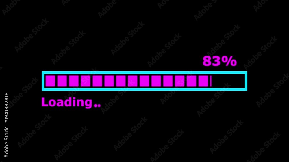 Processing Loading Bar Status bar, processing, Loading bar from 0 to 100 transfer on black ...