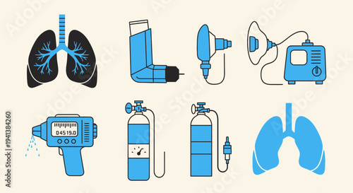 Respiratory system diagrams and medical devices for lung treatment
