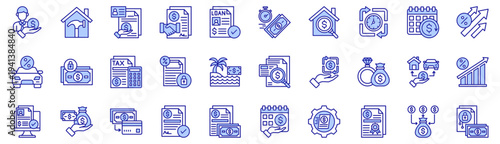 Personal Loan purple style icons collection. Vector illustrations .Personal, Remodeling, Collateral, Agreement, Applicant, Quick Pro Vectors.	