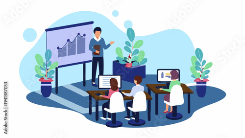 Business Presentation Meeting and Team Training Illustration