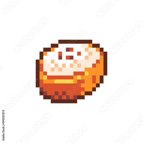 Pixel Art Inari Sushi Icon. Retro 8 Bit Pixel Japanese Tofu Pocket Food Vector Illustration for Game UI, Stickers and Menu Design
