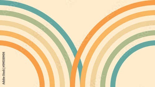 Abstract background of rainbow groovy Wavy Line design in 1970s Hippie Retro style. Vector pattern ready to use for cloth, textile, wrap and other.