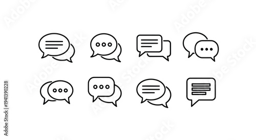 Collection of diverse speech bubble icons with varying text indicators