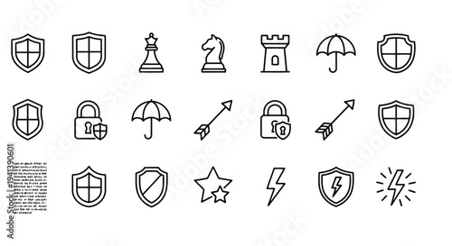 Collection of various medieval and fantasy-themed icons and symbols
