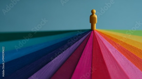Wallpaper Mural manage risk, investment, financial strategy, Strategic Financial Planning - Colorful Wooden Figurine Atop Diversified Asset Pyramid Macro Scene Torontodigital.ca