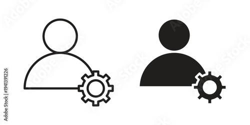 Account settings icon silhouette design. Editable stroke outline icon on white background