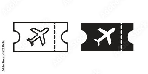 Airline ticket icon silhouette design. Editable stroke outline icon on white background