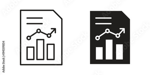 Analytics report icon silhouette design. Editable stroke outline icon on white background