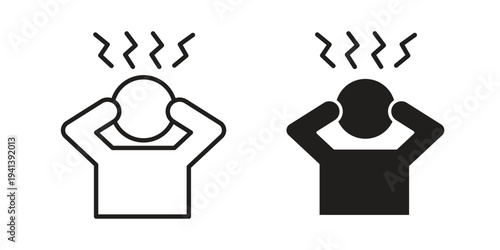 Anxiety icon silhouette design. Editable stroke outline icon on white background