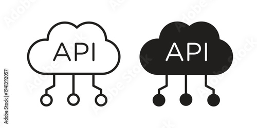 API icon silhouette design. Editable stroke outline icon on white background
