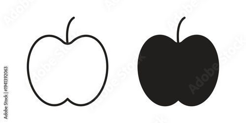 Apple icon silhouette design. Editable stroke outline icon on white background