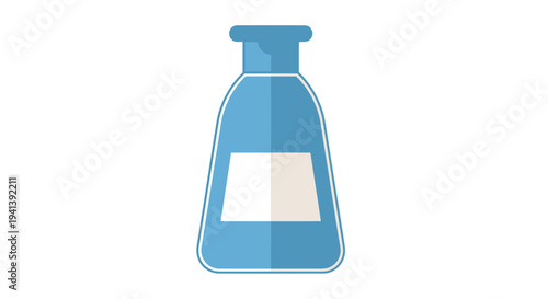 Blue Laboratory Flask with Blank Label.