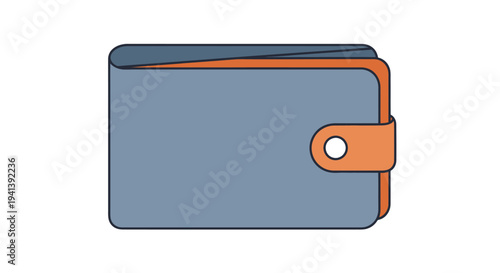 Blue Leather Wallet with Orange Accents.