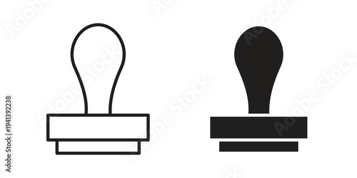 Approval stamp icon silhouette design. Editable stroke outline icon on white background