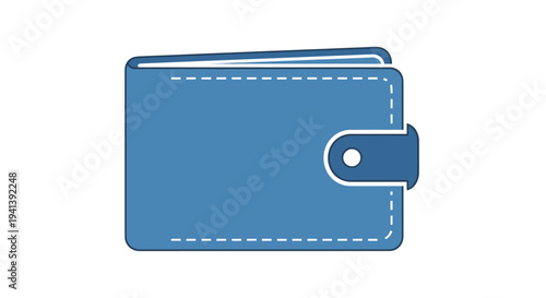 Blue Leather Wallet with Strap and Snap.