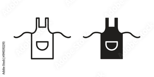 Apron icon silhouette design. Editable stroke outline icon on white background