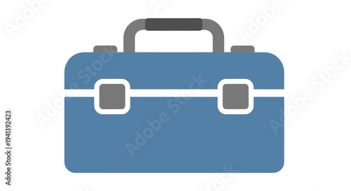 Blue Suitcase with Handle and Latches.