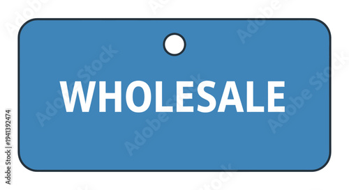 Blue Wholesale Tag with White Text Label.