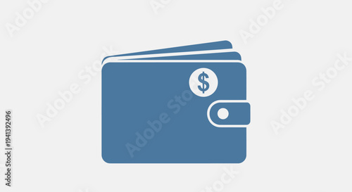 Blue Wallet with Dollar Sign Icon.