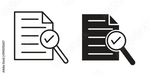 Audit icon silhouette design. Editable stroke outline icon on white background