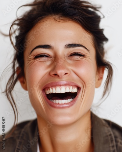 Wallpaper Mural Close Up Portrait of Laughing Woman with Bright Smile Torontodigital.ca