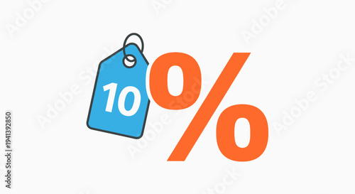 Discount Tag with Ten Percent Symbol.
