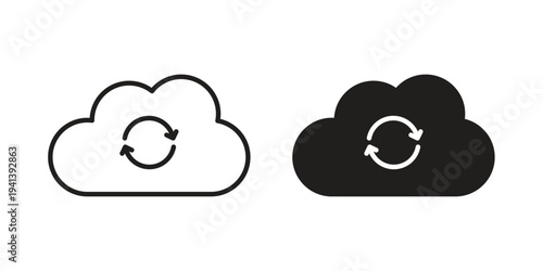 Backup icon silhouette design. Editable stroke outline icon on white background